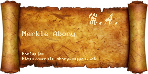 Merkle Abony névjegykártya
